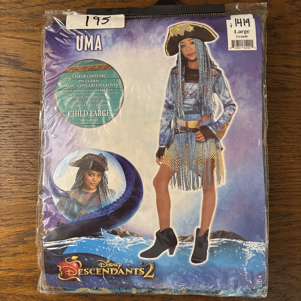 NEW Disney Uma 3 Piece Costume Descendants 2 Halloween Pirate Girls Size L 12-14 - Picture 1 of 4